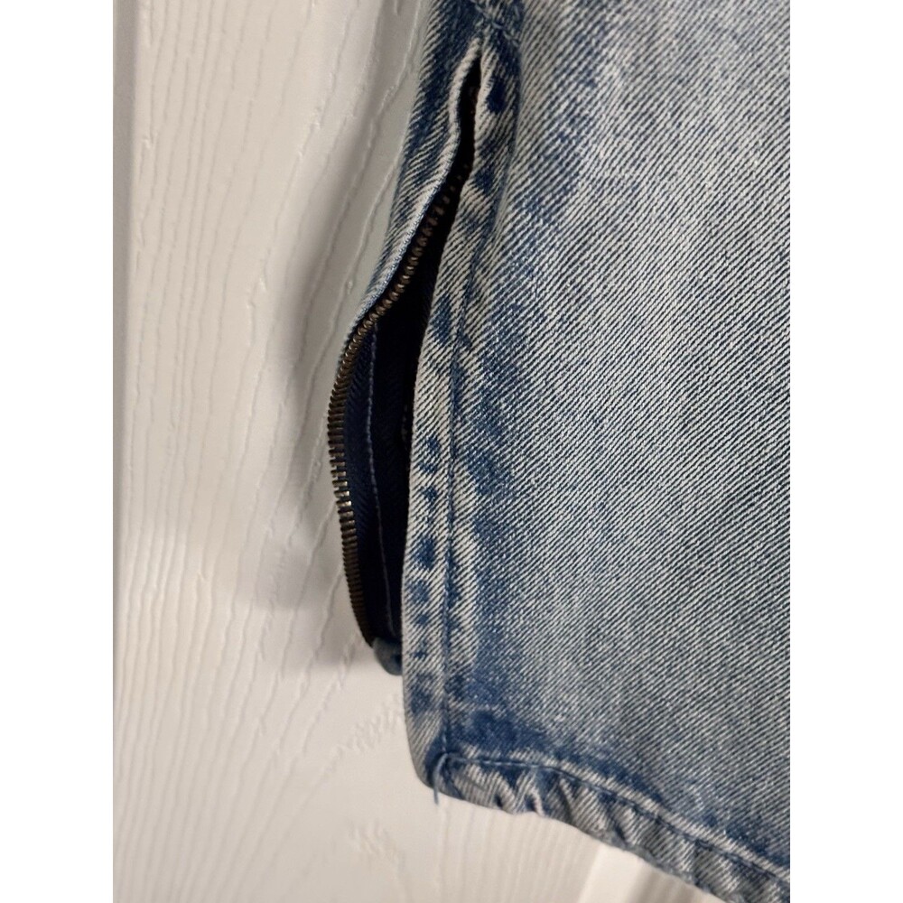 Young &‎ Reckless 33 Distressed Patch Jeans LA Streetwear Ankle Zip Y2K - Picture 4 of 9